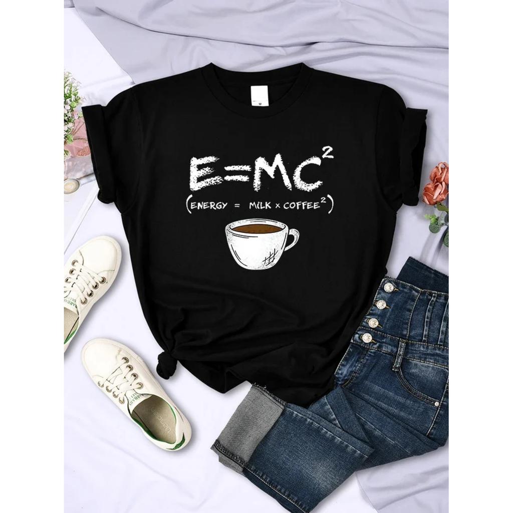 Energy milk coffee Harajuku T Shirt Women Creativity Tee Clothes T-Shirts Loose Summer Tshirt Oversized Breathable Womens Tops
