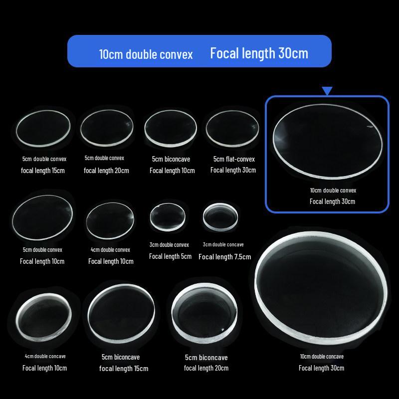 Physical Optics Set: Triangular Prism, Convex/Concave Lenses & Mirrors, Magnifying & Reducing Glasses