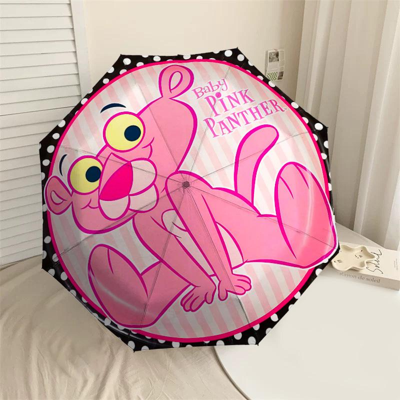 

1PC Baby Pink Panther Umbrella-8-Rib Reinforced, Automatic Open, Lightweight & Durable, Cute Fashion Accessory for Outdoor, Beach or Casual Use, Beach