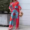 Temperament Fashionable Commuting Long-sleeved Loose Shirt High Waist Wide-leg Pants Women's Suit