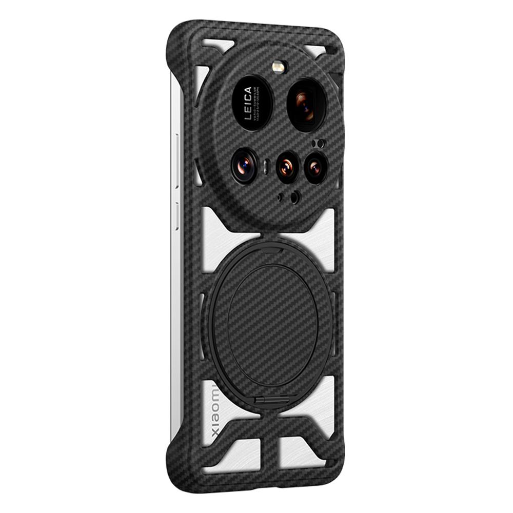 For Xiaomi 15 Ultra Case with Kickstand Heat Dissipation Hard PC Phone Back Cover Carbon Fiber Texture