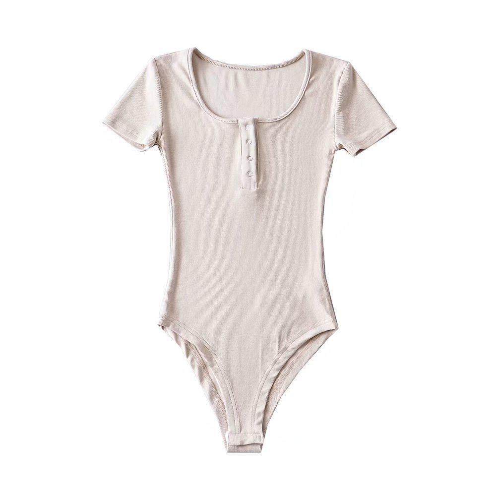 Летний облегающий боди с рубчиком и коротким рукавом для женщин Small