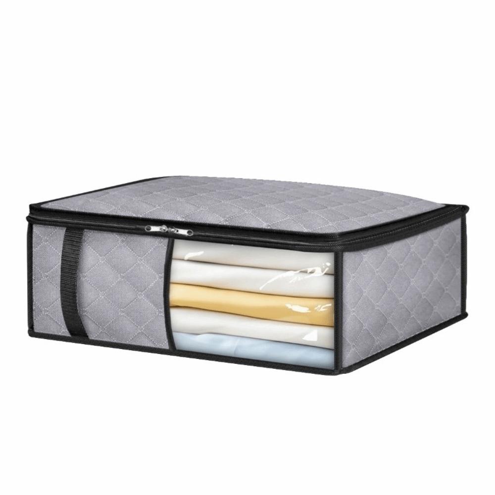 

Large Size Clothes Storage Bags Clear Window Non-woven Fabric Blankets Organizers with Zipper Dust-proof Bed Sheets Bag серый