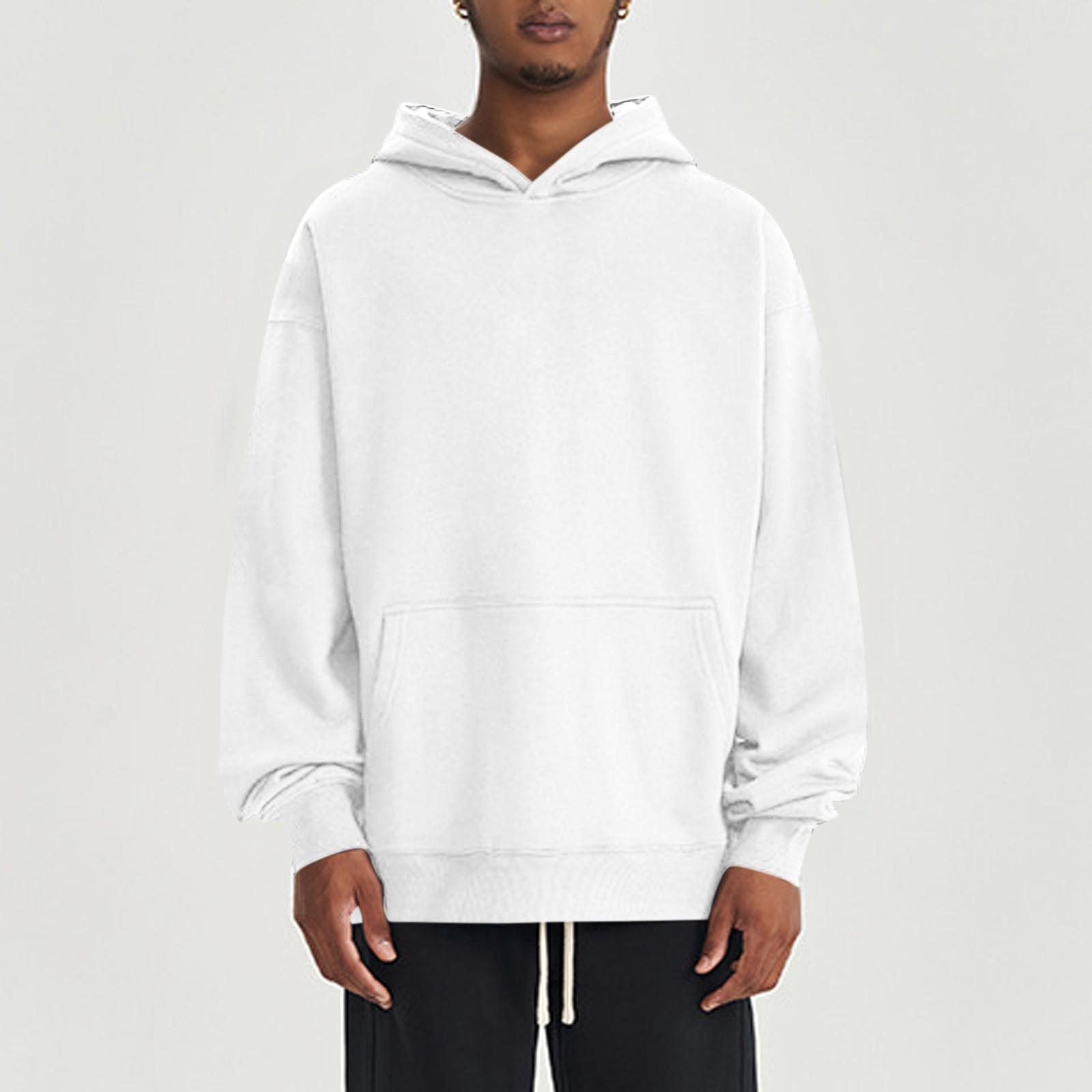 

Чоловічий однотонний однотонний світшот з довгим рукавом і кишенею S білий