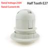 E27 E14 Lamp Bulb Holder Edison Screw Cap Socket 250V 4A/2A White/Black Half/Full Tooth Screw Led Bulb Light Base 1PCS