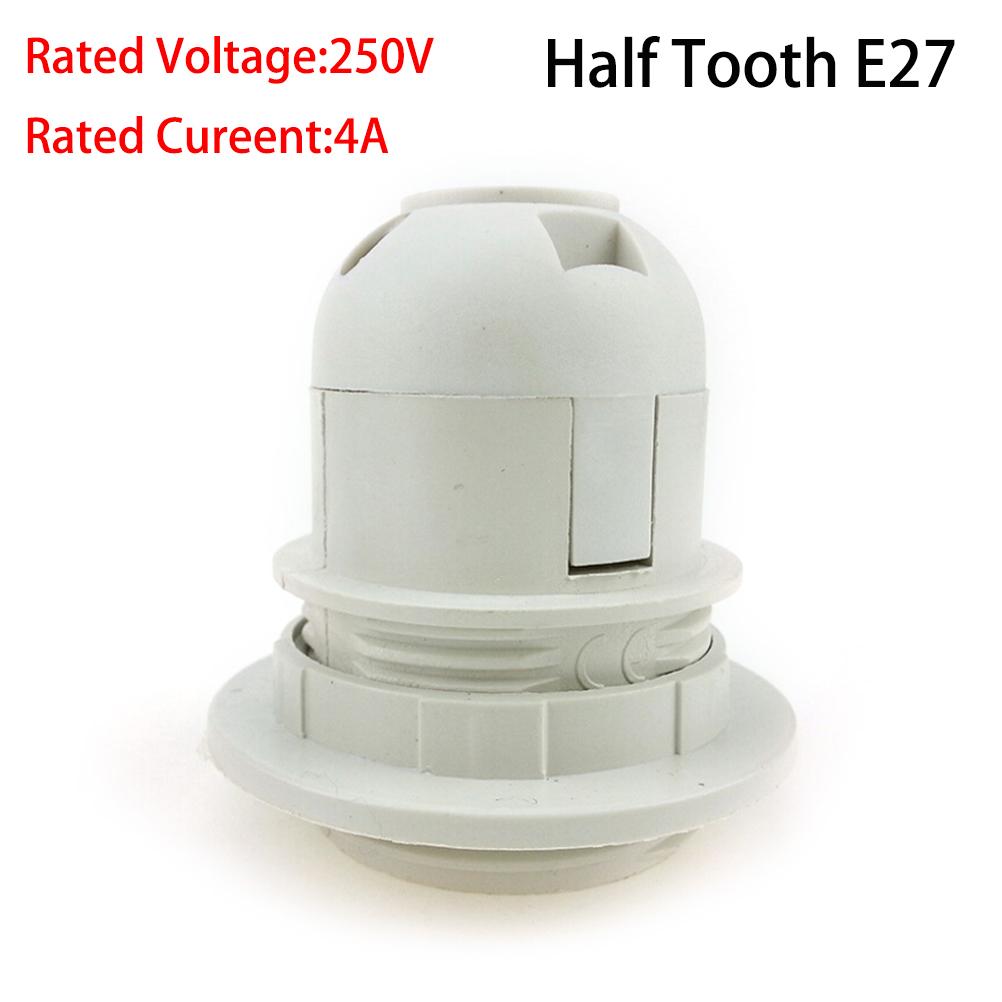 E27 E14 Lamp Bulb Holder Edison Screw Cap Socket 250V 4A/2A White/Black Half/Full Tooth Screw Led Bulb Light Base 1PCS