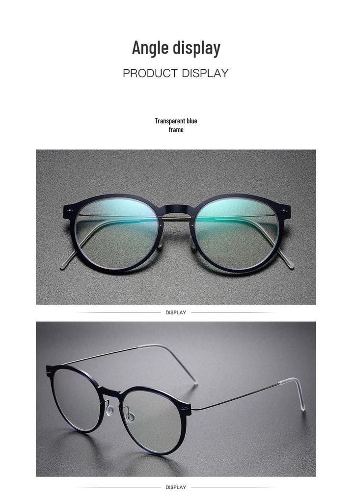 Ultra-Light Pure Titanium Eyeglasses Frame with Transparent Nylon for Myopia – Fashionable and Versatile Design (Model 6603)