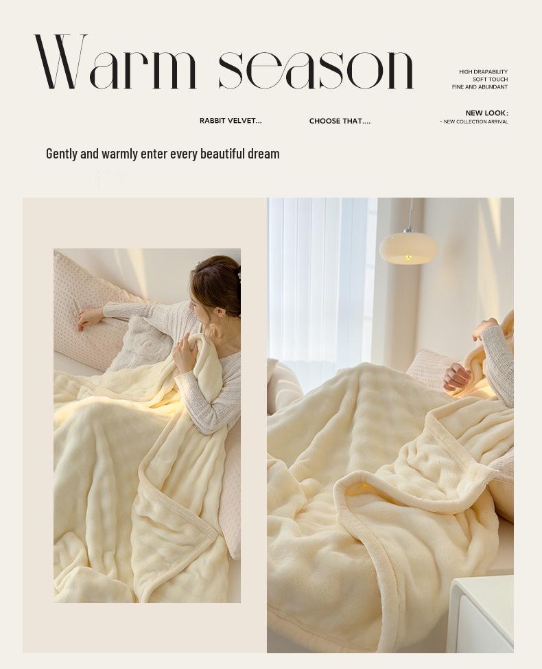 Luxurious Rabbit Fur Plush Blanket - Thick Milk Velvet Sofa Throw & Shawl