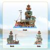 Creative Harbour Hotel Old Fishing House Ship Model Building Blocks Street View Lighthouse Houseboat With Light Mini Bricks Toys