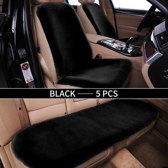 Fuzzy Car Seat Covers Set Fur Front Rear Car Seat Cushion Faux Fur Universal Wool Car Seat Cover Winter Warm Plush Soft Sheepski