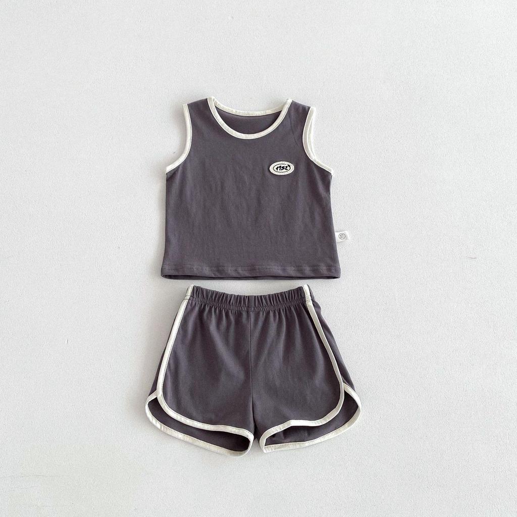 Korean Style Summer Set for Toddlers 0-2 Years: Cotton Sleeveless Vest and Shorts