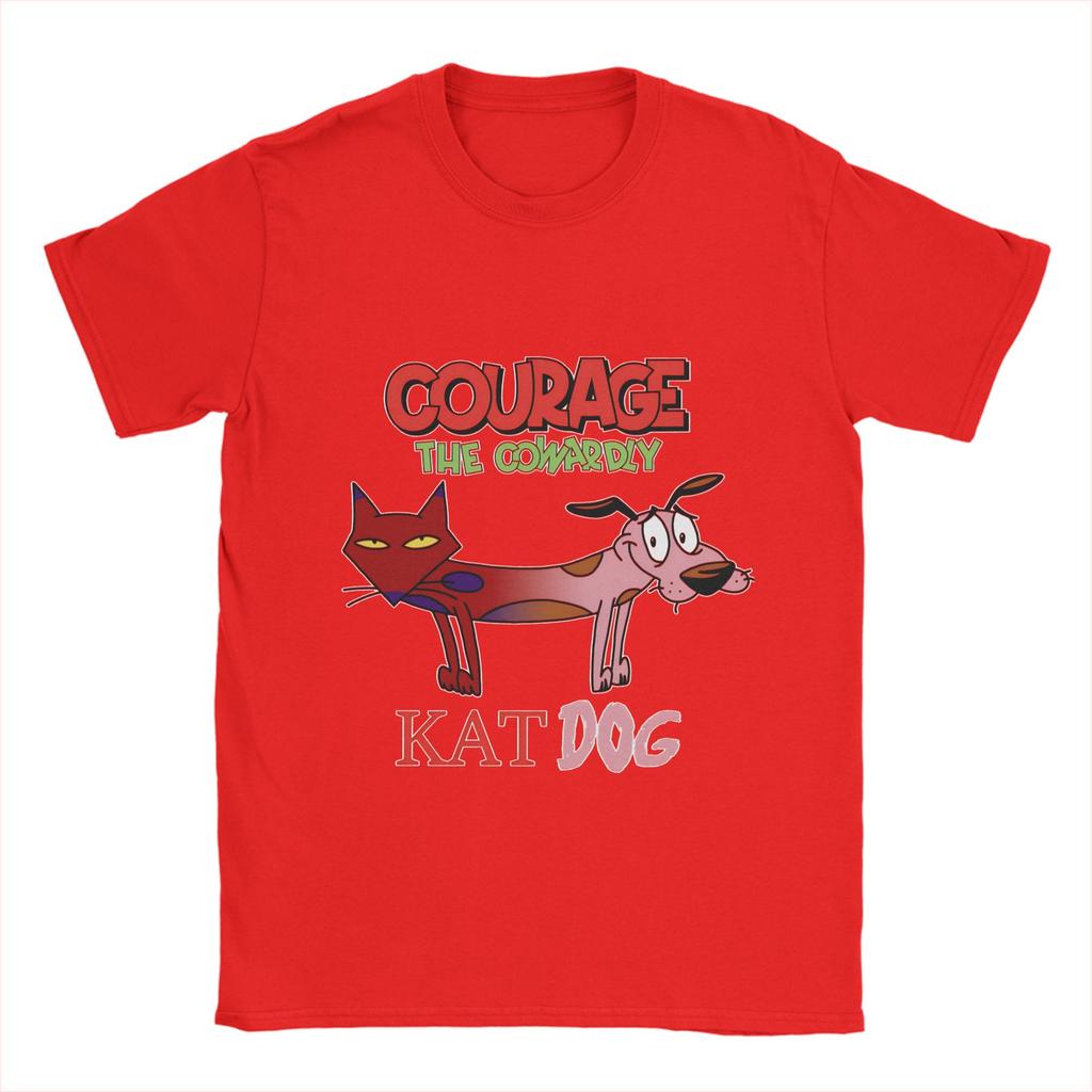 Courage Dog  T Shirts Men's  Pure Cotton Awesome T-Shirts Round Neck  Tee Shirt Short Sleeve Clothing Printed