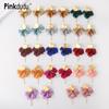 Pinkdudu Resin Petals Long Tassel Drop Earrings Pearl Luster Flower Stud Earrings PD2383