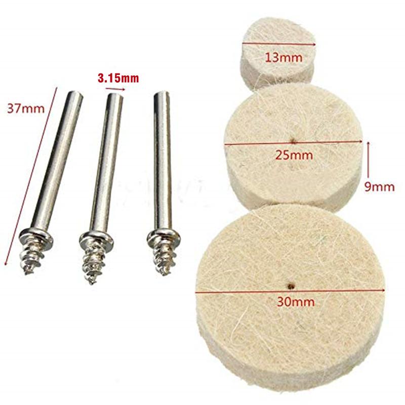 64/33Pcs Grinding Polishing Buffing Round Wheel Pad Wool Felt Sanding Head 3.15mm Shank For Dremel Drill Rotary Tool Accessories