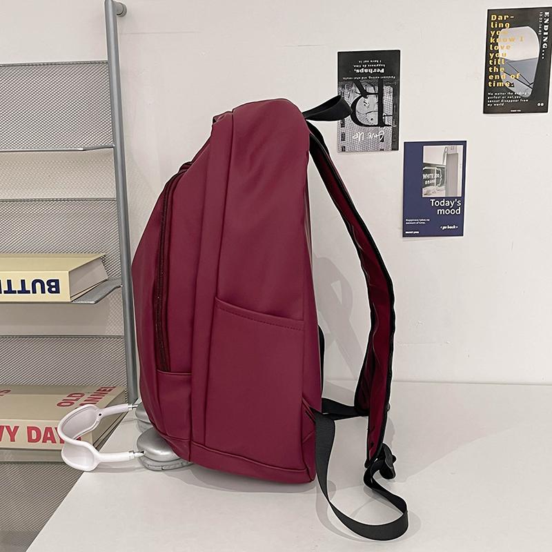 Soft Leather Schoolbag Solid Color Student Backpack Women's Large Capacity Backpack Men Computer Travel Backpack