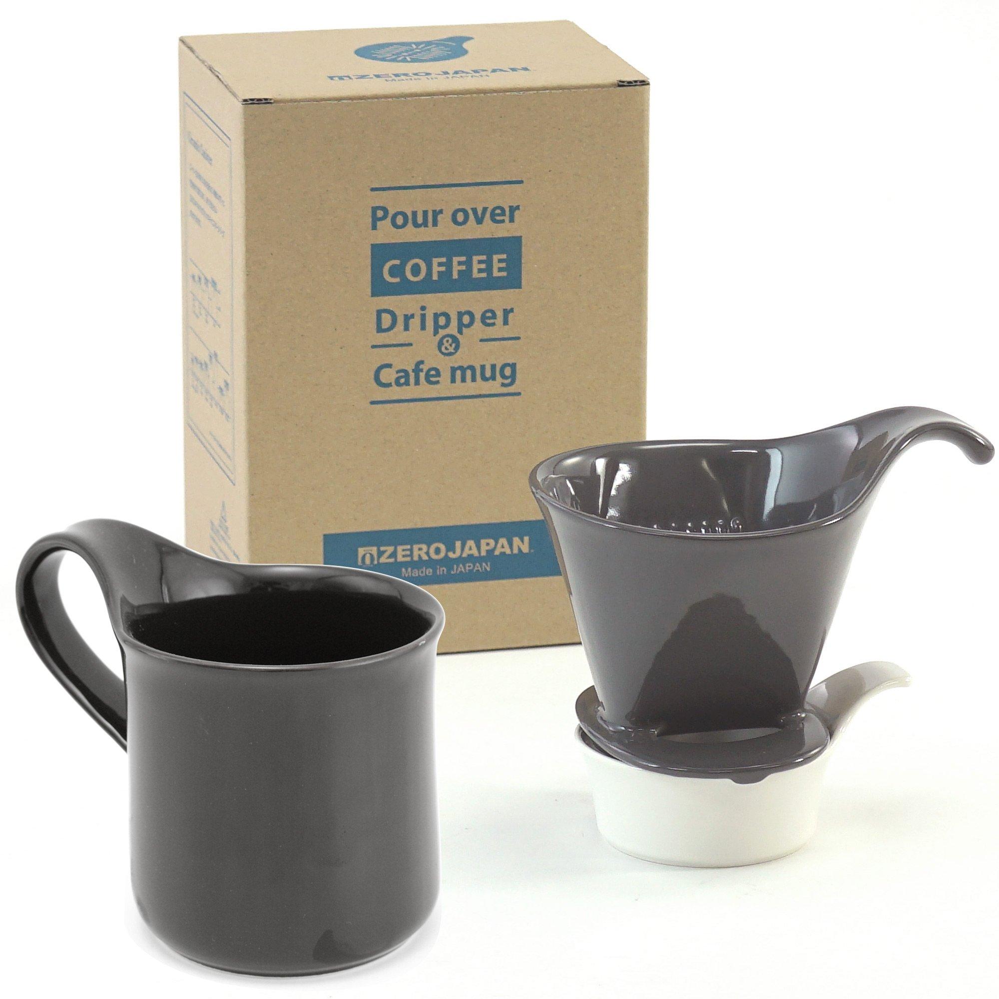 

ZEROJAPAN Gift Coffee Dripper L Cafe Mug Set & (with Tray), Black, DMZ-16 SGY/BK чёрный