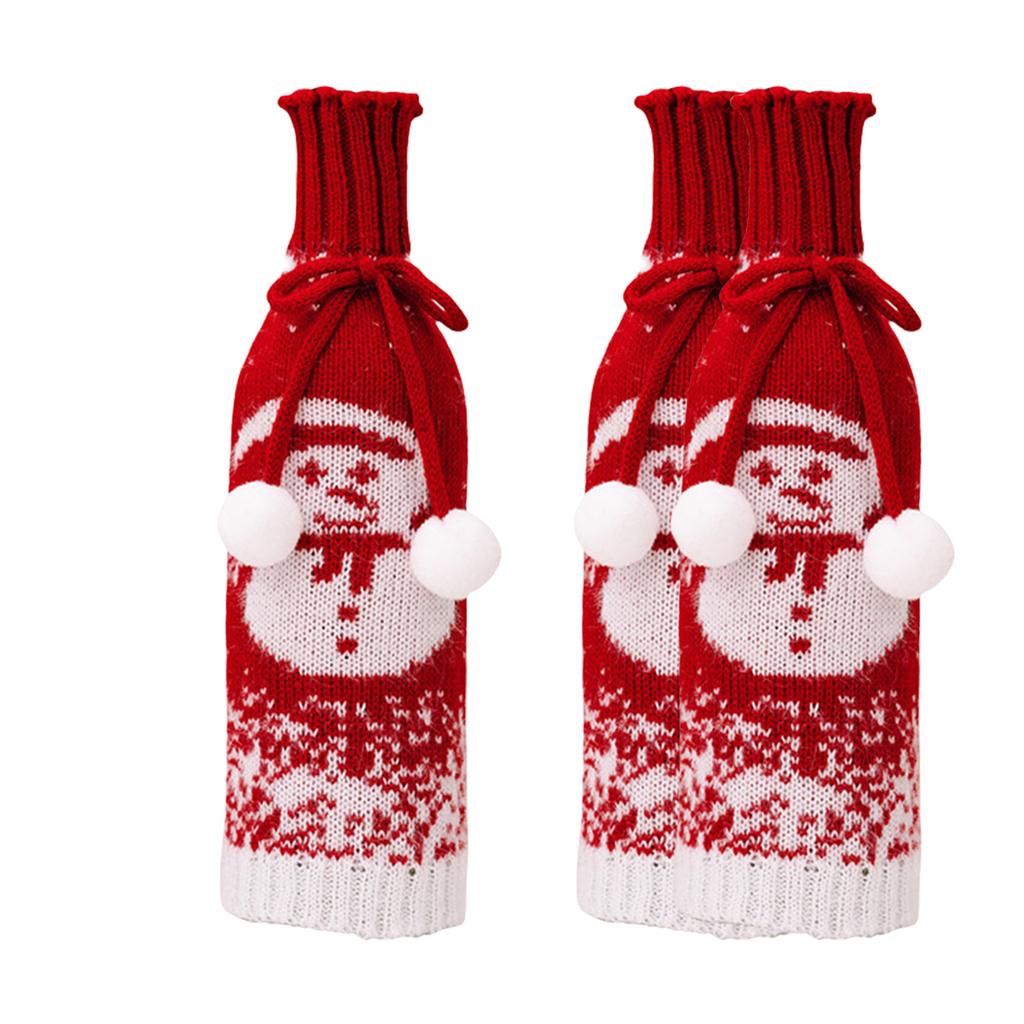 Christmas Redness Wine Bottle Cover Bag Knitted Sweater Champagnes Bottle Cover Bag Christmas Decorations for Party Home