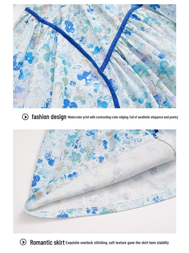 2025 Summer Mother-Daughter Floral Smocked Princess Dress - Korean Style Beach Outfit for Girls