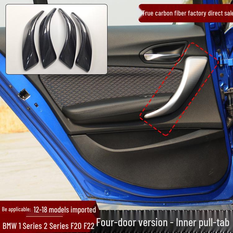 

Real Carbon Fiber Interior Door Handle Covers for 12-18 1 Series & 2 Series Four-Door Models.