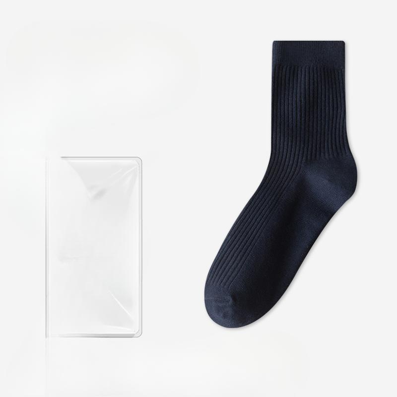 Men's Summer Fashion New Vertical Bar Anti Pilling Boneless Tube Cotton Socks