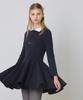 KANDINI Navy Zip-Up Flare Dress