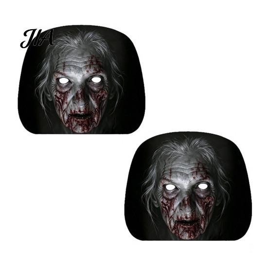 Anti-fouling Car Seat Protectors 2Pcs Ghost Face Headrest Covers, Halloween Horror Decorations, Easy Installation Sleeves Universal Fit Washable