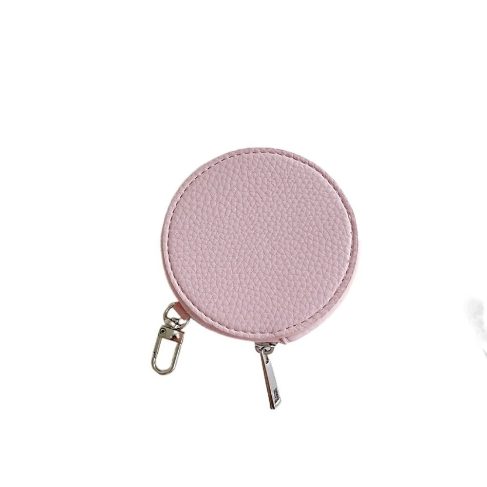 Кошелек для монет на молнии из ПУ-кожи Маленькая сумка для хранения из ПУ-кожи Милый круглый кошелек Для детей/студентов розовый