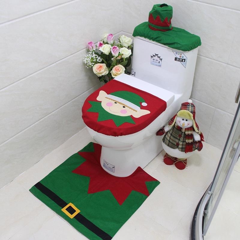 1Pc Santa Claus Toilet Cover Santa Claus Toilet Cover+Floor Mat+Water Tank Cover+Tissue Cover