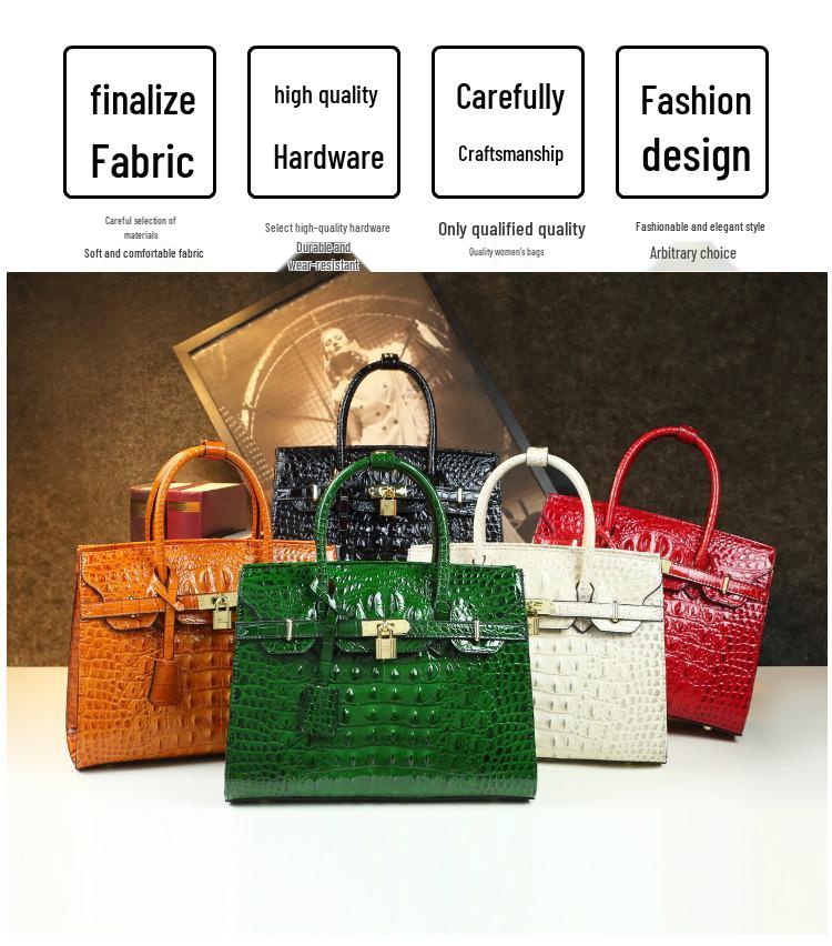 Europäische & Amerikanische Krokodilmuster Platin Handtasche: Groß, Hartleder, Stilvoll für Frauen