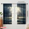 2pcs 2D Flat Printing Scene Curtains Fear Not With You Sailboat 100% Polyester Fabric Without Electricity Seasonal Party &