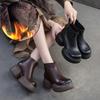 Plush Warm Thick Soled Short Boots Genuine Leather Round Toe Versatile Comfortable Women's Shoes