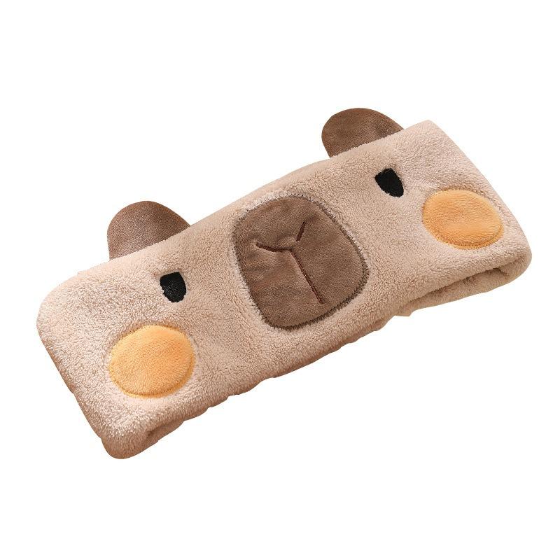 Capybara Coral Velvet Hair Band, Water-absorbing and Quick-drying Postpartum Headscarf, Face Wash Headband, Makeup Remover Hair Cover
