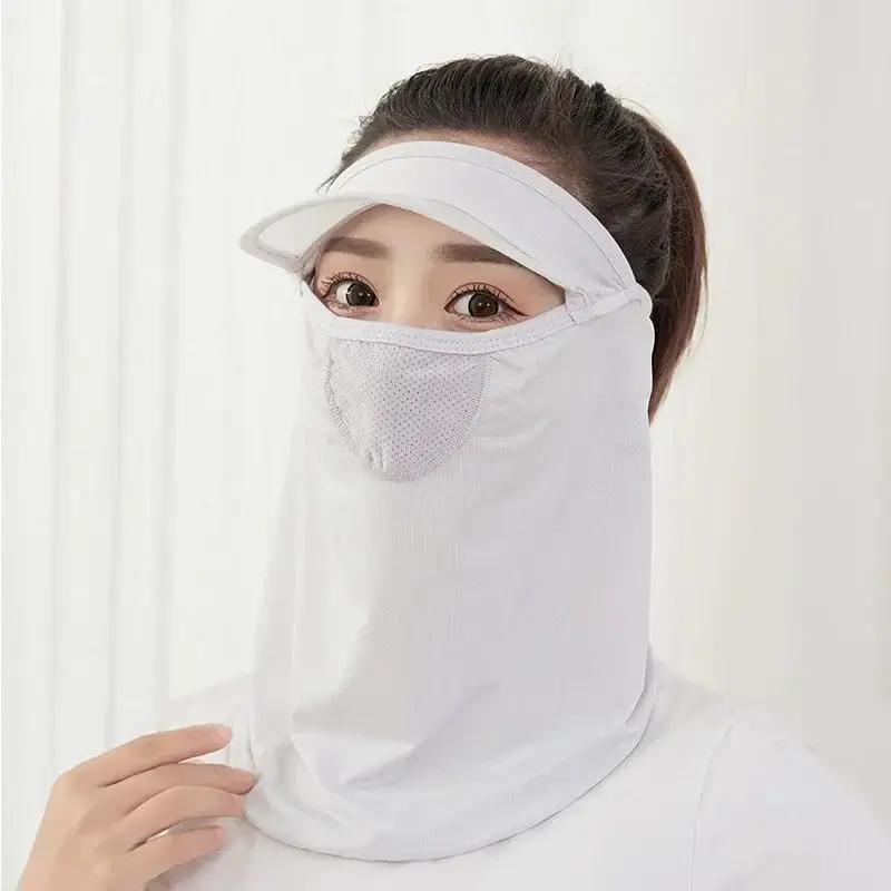 Women Thin Summer Sunscreen Face Mask Ice Silk Mask Cover for Face Protection Full  Hat Ventilation Summer Cycling Equipment