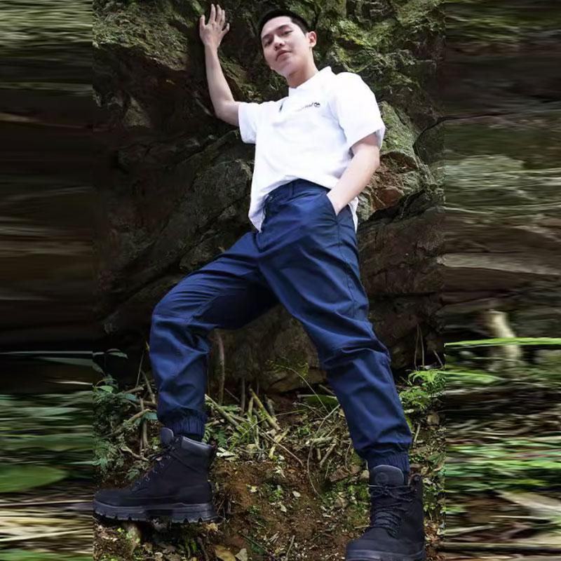 Timberland Letter Logo Embroidered Split Hem Design Short Sleeve Polo Shirt Men Polo Shirts White A6SJE-100