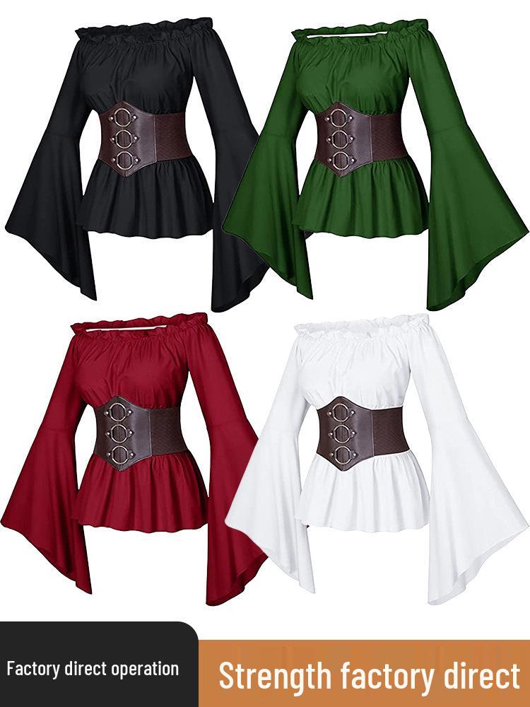 Medieval Women's Pirate Costume Shirt for Role-Playing Festivals