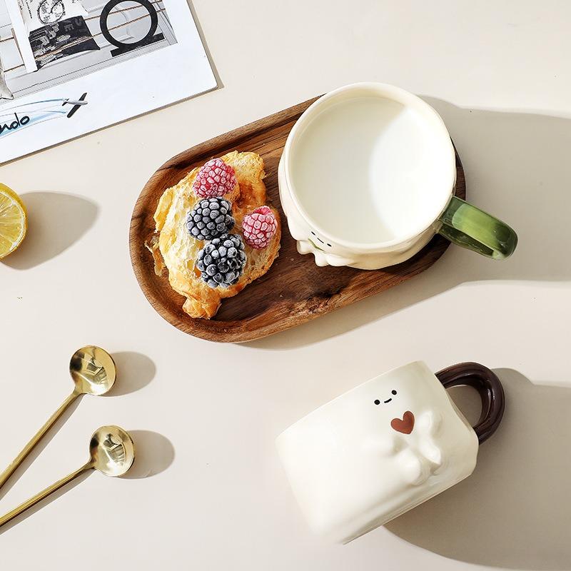 mug cute smiley face cup office coffee cup heart-to-heart couple set cup high value creativity