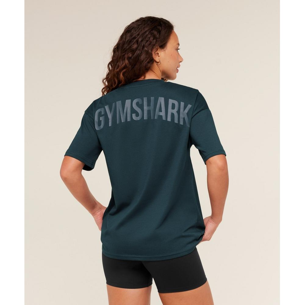 Gymshark Camiseta Oversize de Potencia Azul Petróleo Profundo B4a7o Udrl