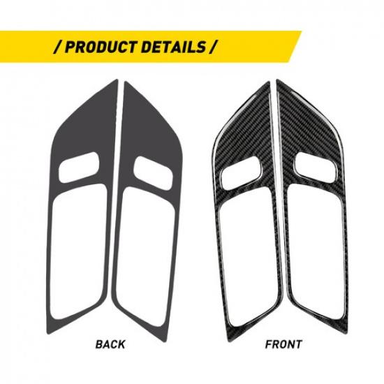 2pcs Carbon Interior Fiber Door Handle Trim Cover For Ford Mustang 2015-