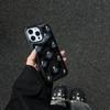 Cool Black Leather 3D Star Phone Case with Lanyard for iPhone 14/15/16 Pro/Pro Max