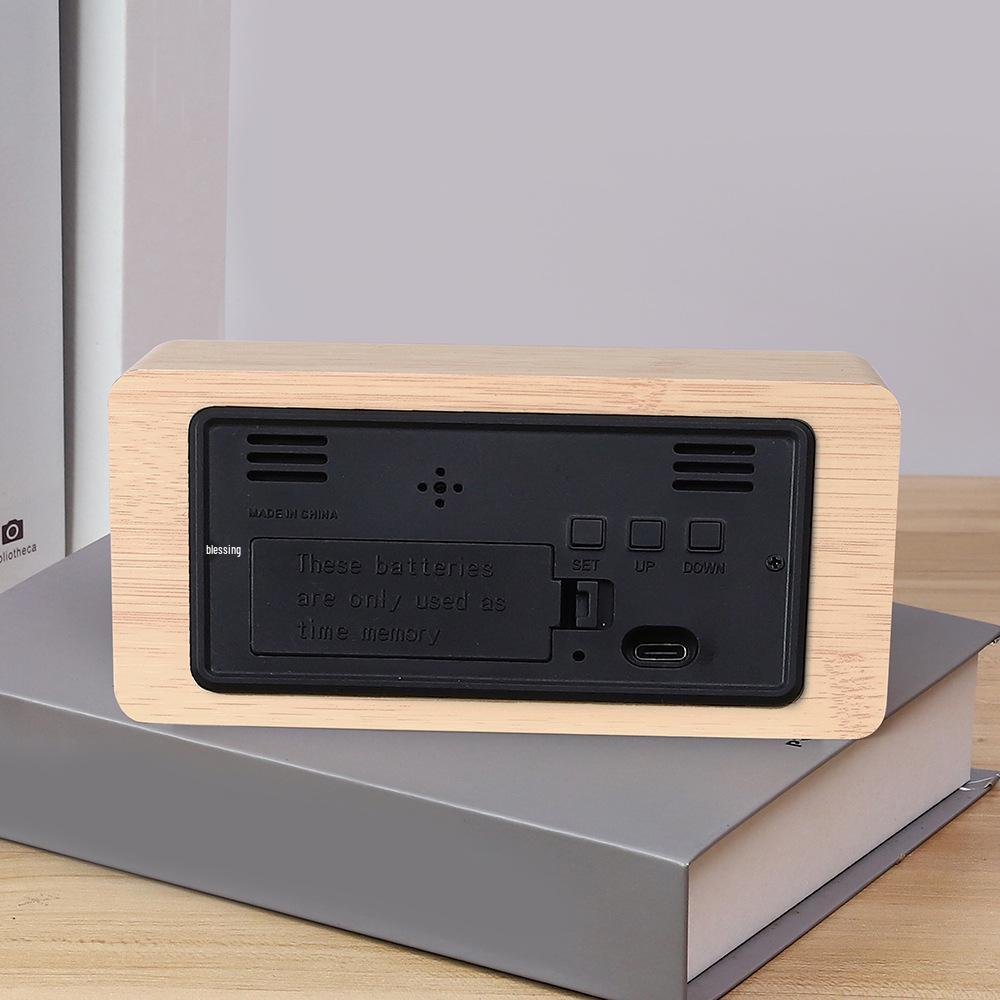 Minimalist LED Wooden Clock: Smart USB-Powered Alarm & Digital Display for Bedside or Desk.