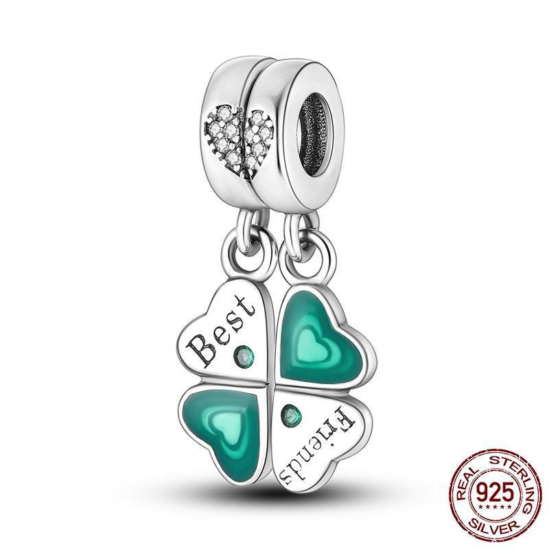 Copper Metal Sister In My Heart Friend Friendship Bead Component Charm Bead Component Compatible With 4MM Hole Diamete Bracelet High Quality Fine
