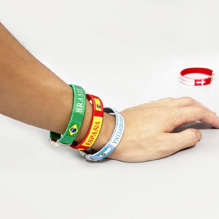 Football Country Flag Wristband Alloy Bracelet Adjustable Sports Band Football Wristlet for Sports and Festivities