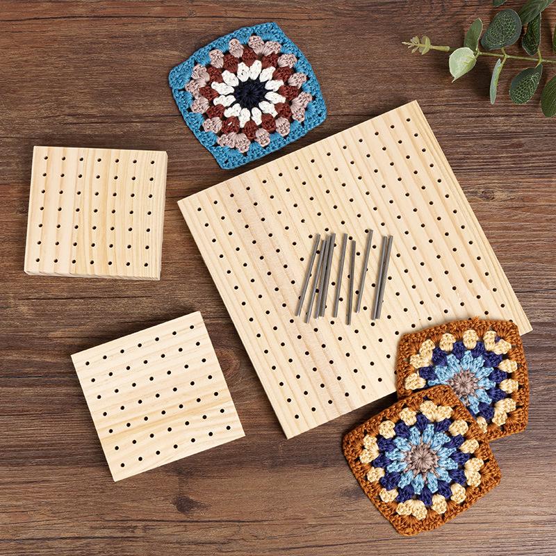 Hexagonal Flower Yarn Crochet & Knitting Board - Handmade Tool for Shaping Granny Squares