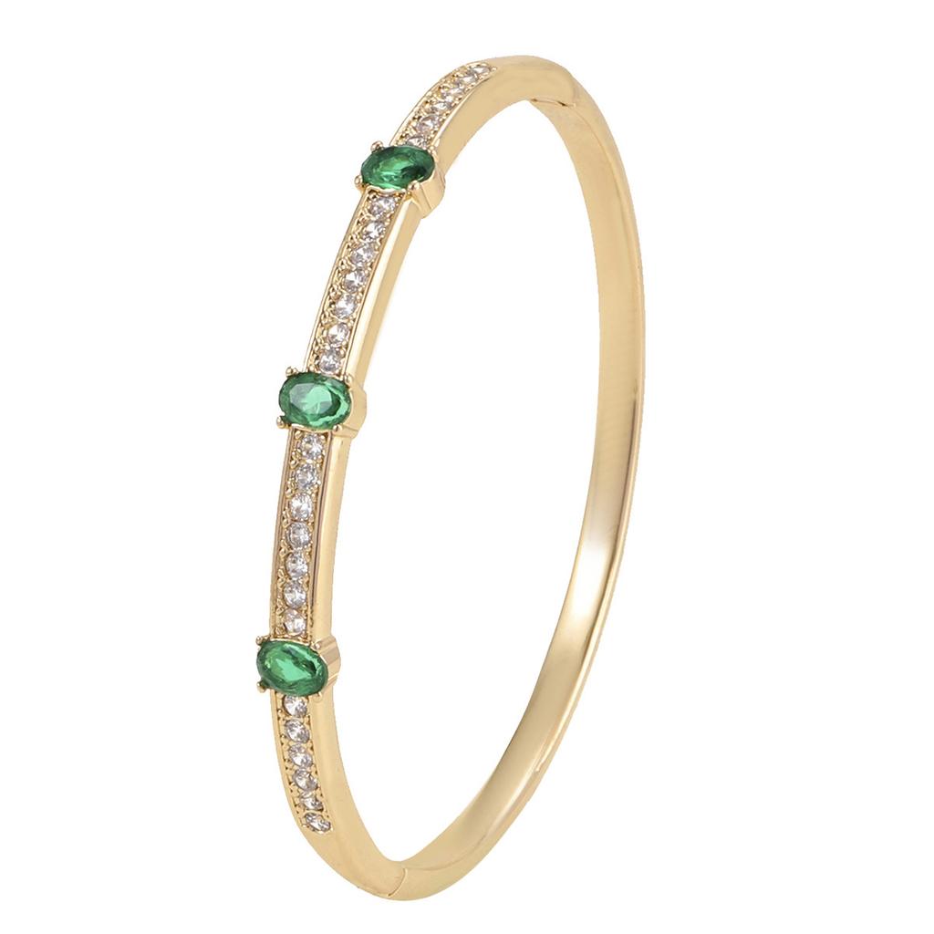 New Vintage Emerald Zircon Bracelet Fashion High-end Simple Hand Jewelry for Women