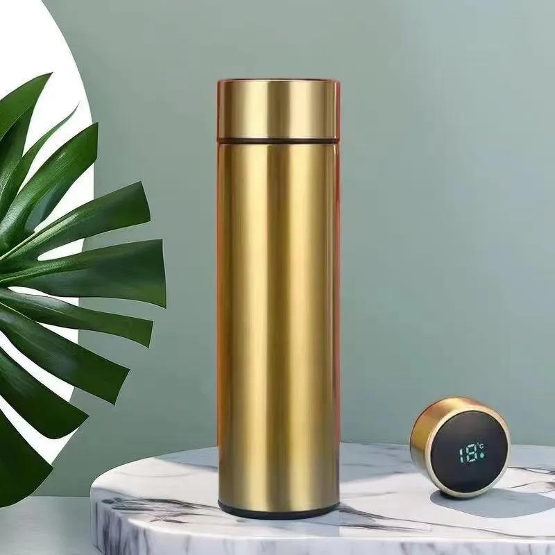 

500 мл интеллектуальный дисплей температуры чашка для воды из нержавеющей стали двухслойная вакуумная изоляция чашка для заваривания чая автомобиль подарочная чашка индивидуальный логотип Ya919 золотой