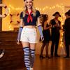 Halloween Kleurrijke Gestreepte Over-de-Knie Sokken en Bijpassende Handschoenen Set voor Feest