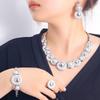 Luxury Full Diamond Set Chain Knot Wedding Dress Banquet Zircon Necklace Earrings Bracelet Ring Four-Piece Set
