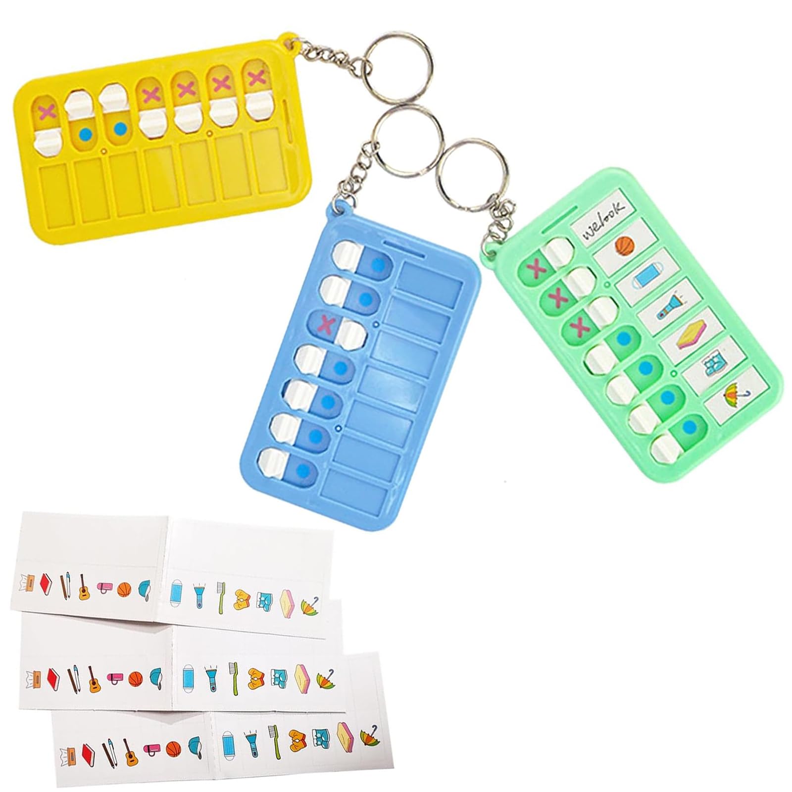 

Kalolinna Lost Item Checker 3 Pieces Set Checklist Outing Item Check List for Kids and Elderly Care Yellow Green Blue
