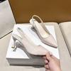 Fashion commuter temperament versatile women's single shoes 2025 spring and summer new French pointed head shallow mouth stiletto sandals women