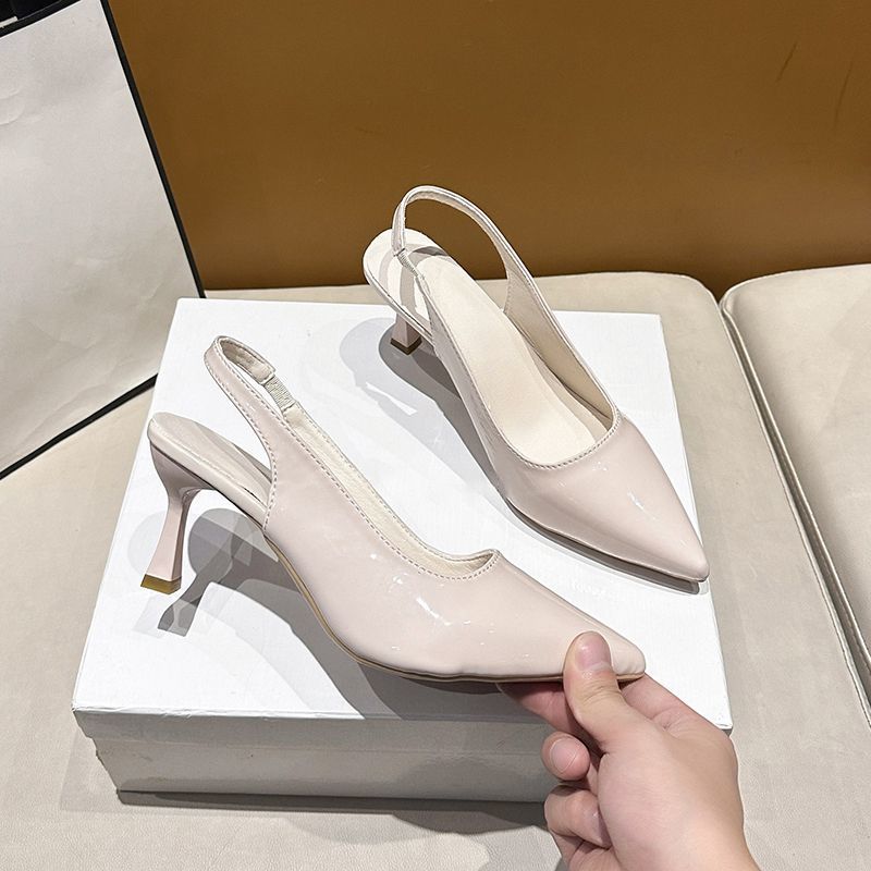 Fashion commuter temperament versatile women's single shoes 2025 spring and summer new French pointed head shallow mouth stiletto sandals women